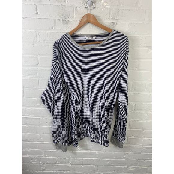 Theo + Leigh Womens Striped Round Neck Sweatshirt Long Sleeve Black White SZ XXL - Picture 1 of 4